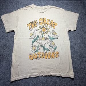 Full Tilt Womens Funky Hippie Shirt Retro Graphic Tee The Great Outdoors Size S